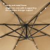 10 FT Solar LED Patio Outdoor Umbrella Hanging Cantilever Umbrella Offset Umbrella Easy Open Adustment with 32 LED Lights - taupe