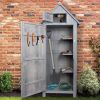 Outdoor Storage Cabinet Tool Shed Wooden Garden Shed with Floor;  Hooks and Asphalt Waterproof Roof; Organizer Wooden Lockers with Fir Wood - Grey