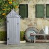 Outdoor Storage Cabinet Tool Shed Wooden Garden Shed with Floor;  Hooks and Asphalt Waterproof Roof; Organizer Wooden Lockers with Fir Wood - Grey