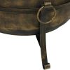 Outdoor Camping or Backyard Round Cauldron Fire Pit with Spark Screen; Log Poker; and Metal Wood Grate - 24" - bronze - steel