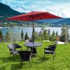 10FT Square Umbrella Waterproof Folding Sunshade Wine Red(Resin Baseis not included) YK - wine res