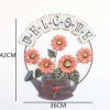 Iron Welcome Hanging Sign Metal Kettle Orange Sunflower Outdoor Garden Wall Hanging Sign Villa Courtyard Decor - Default