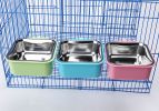 Stainless Steel Pet Crate Bowl Removable Cage Hanging Bowls with Bolt Holder for Pets - green