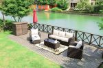 Direct Wicker Aluminum 5-piece Outdoor PE Rattan Wicker Sofa Rattan Patio Garden Furniture ,Gray - Brown Wicker