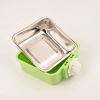 Stainless Steel Pet Crate Bowl Removable Cage Hanging Bowls with Bolt Holder for Pets - green