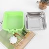 Stainless Steel Pet Crate Bowl Removable Cage Hanging Bowls with Bolt Holder for Pets - green