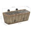 vidaXL Balcony Planter 2 pcs Wicker with PE Lining 15.7" - Brown