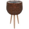 vidaXL Planter 3 pcs Wicker with PE Lining - Brown