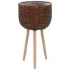 vidaXL Planter 3 pcs Wicker with PE Lining - Brown