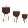 vidaXL Planter 3 pcs Wicker with PE Lining - Brown