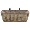 vidaXL Balcony Planter 2 pcs Wicker with PE Lining 15.7" - Brown