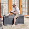 120 Gallon Outdoor Storage Deck Box Resin Patio Storage Lockable for Outdoor Pillows; Garden Tools and Pool Toys - Dark Gray - polypropylene resin