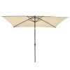 10x6.5ft Aluminum Patio Umbrella w/ 20 LEDs Beige - As Picture