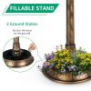 51*51*106cm Plastic Round Birdbath with Solar Light Bronze - as picture