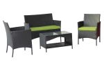 Patio outdoor rattan furniture -4 piece loveseat +2 armchair+coffie table for garden 4 PC Garden Patio Furniture - Black