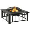 vidaXL Garden Fire Pit with Poker 31.9"x31.9"x18.5" XXL Steel - Black