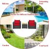 3 Pcs Patio wicker Furniture Set with Cushion
 - Red