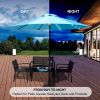 9 Ft Market Outdoor Aluminum Table Umbrella with Solar LED Led lights and Push Button Tilt - Aqua blue