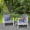 Outdoor Patio Aluminum Chair; Furniture Single Armchair with Cushions for Restaurant Courtyard or Garden; Gray - Gray