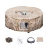 28'' Ore Powder 30; 000 BTU Exterior Faux Stone Propane Fire Pit with Water Proof Cover and Lava Rock - as Pic