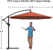 12 FT Outdoor Patio Umbrella Pool Beach Umbrella for Garden Backyard, Champagne - wine red