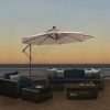 10 FT Solar LED Patio Outdoor Umbrella Hanging Cantilever Umbrella Offset Umbrella Easy Open Adustment with 32 LED Lights - Dark Taupe