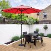 9ft Aluminum Patio Umbrella w/ 32 LEDs Red - As Picture