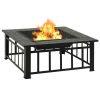 vidaXL Garden Fire Pit with Poker 31.9"x31.9"x18.5" XXL Steel - Black