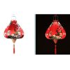 12 Inches Red Peacock Satin Cloth Lantern Chinese Hanging Paper Lanterns Festival Decoration for Outdoor Party Wedding Garden - Default