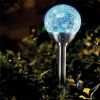 Cracked Glass Ball Stake LED Color Changing Solar Light - Multi-Color