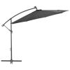 vidaXL Cantilever Umbrella with LED Lights and Steel Pole 118.1" Anthracite - Anthracite